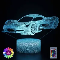 Sports Racing Car Modeling LED 3D Night Lights TouchRemote Control USB Desk Lamp 7 Color Changing Home Decor Gift