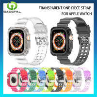 แถบใสชิ้นเดียว + เคสสำหรับ Apple Watch ซีรี่ส์พิเศษ8 7 6 SE 5 4 49มม. 45มม. 44มม. 42มม. 41มม. โปร่งใสสำหรับ I Watch 3 2 1 38มม. 40มม. สาย