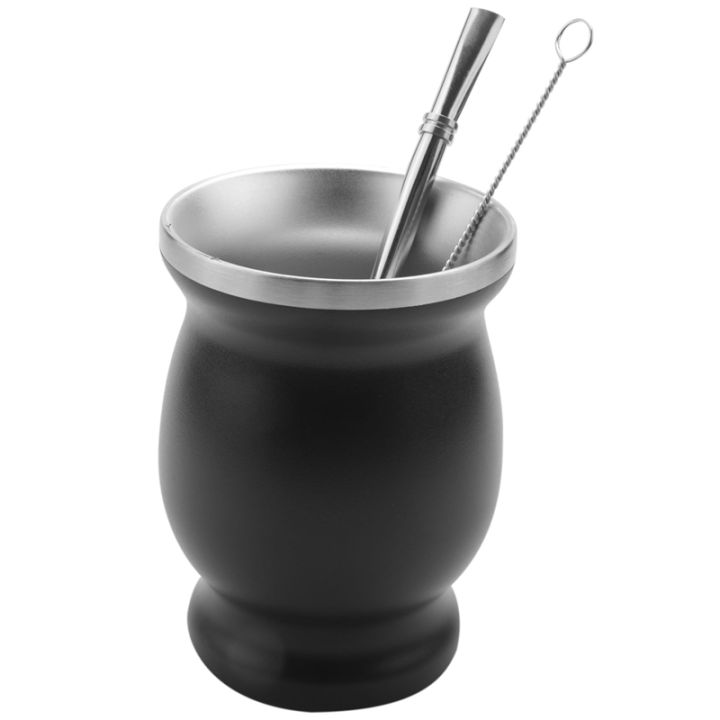 double-wall-stainless-yerba-gourd-mate-tea-set-coffee-water-mate-tea-cup-with-spoon-straw-bombilla-amp-cleaning-brush-8oz