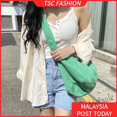 【hot sale】♗☍◘ C16 TSCfashion Korean Version of the New Large-capacity Messenger Bag Womens Casual All-match Solid Color Shoulder Canvas Bag