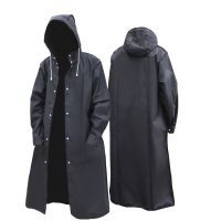 D2 Black Fashion Adult Waterproof Long Raincoat Women Men Rain coat Hooded For Outdoor Hiking Travel Fishing Climbing Thickened