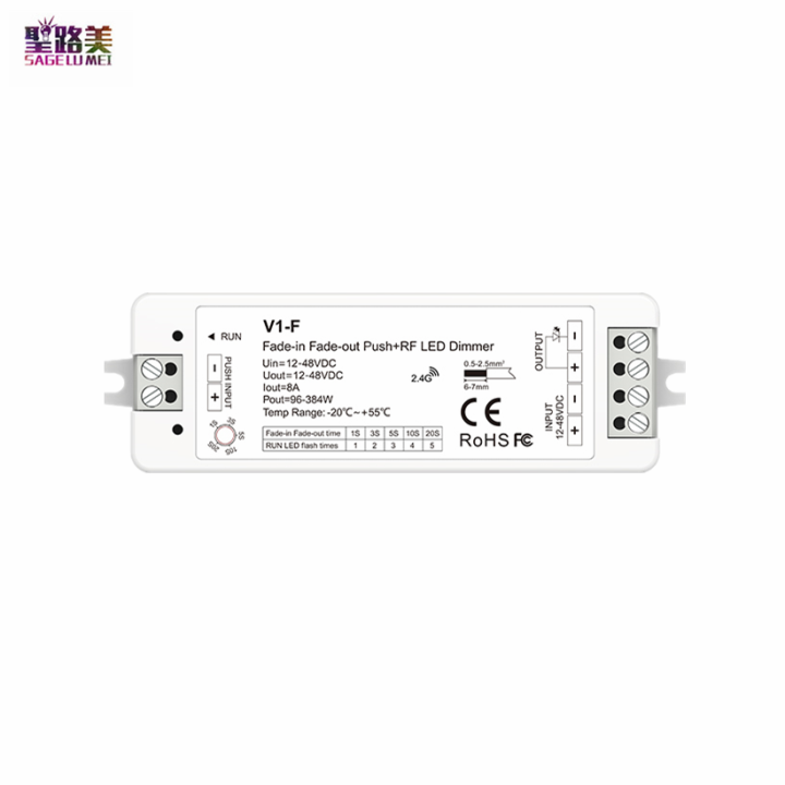 1ch-8a-12v-48vdc-24v-cv-fade-in-fade-out-led-dimmer-push-dim-v1-f-5-fading-speedstep-less-dimming-for-single-color-strip-light