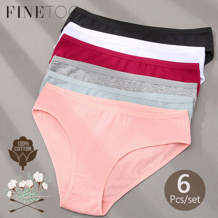 FINETOO 6PCS/Set Cotton Women Panties Lingerie Briefs S-XL Sexy Ladies  Intimates Underwear For Woman Female Pantys Underpants