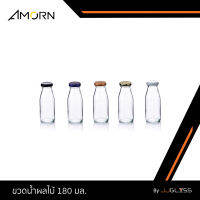 JJGLASS - (AMORN) ขวดน้ำผลไม้ 180 มล. ฝาล็อค - ขวดแก้วทรงกลม ขวดน้ำดื่ม ขวดบรรจุภัณฑ์ เนื้อใส ฝาล็อคดำ, ทอง, ทองแดง, น้ำเงิน, และขาว