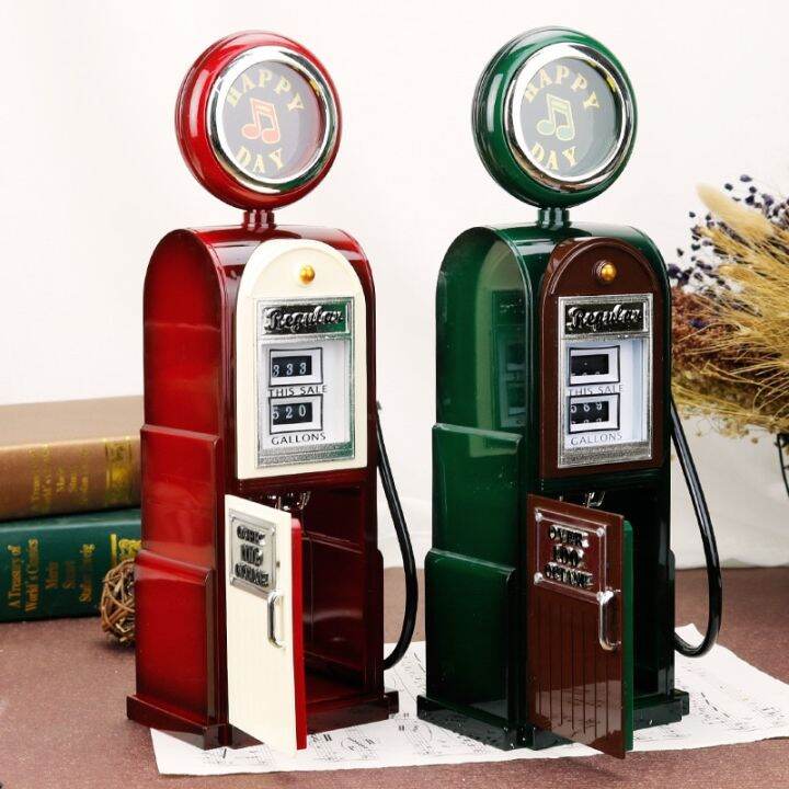 Gas Station Music Box Creative Vintage Simulation Tanker Model Music