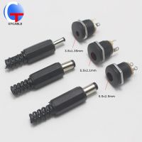 1/2/5pairs 3.5x1.35/5.5 x 2.1/5.5x2.5mm Plastic Male Plugs+ DC-022 DC Power Socket Female Jack Screw Nut Panel Mount Connector  Wires Leads Adapters