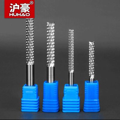 HUHAO 1pc 3.175mm 4mm 6mm คาร์ไบด์ทังสเตนเครื่องตัดข้าวโพดตัด PCB Milling Bits End Mill CNC Router Bits สําหรับเครื่องแกะสลัก