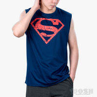 DOSH MENS T-SHIRTS SUPERMAN เสื้อยืดคอกลม แขนกุด ผ้าโพลีเอสเตอร์ ผู้ชาย FSMT5227-NV