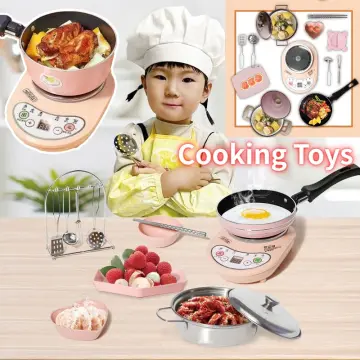 Mini Kitchen Set to Make Real Food Cooking Electric Furnace Stainless Steel  Supplies Play House Toys for Girls Boys Kids Gifts