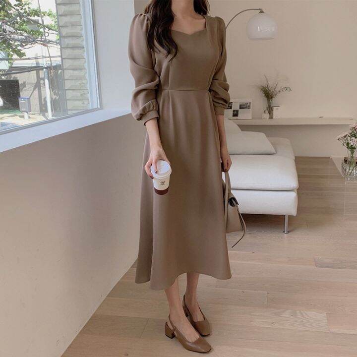 ชุดเดรสผู้หญิง-เดรส-ชุดเดรส-dress-เดรสผู้หญิง-ชุดเดรสสวยๆหรู-hs-5602-พร้อมส่ง-เดรสทำงาน-เดรสเรียบหรู-เดรสยาว-เดรสสีพื้น-ชุดราตรี-ชุดยาว-dress-เดรส-ชุดทำงาน-เดรสสีน้ำตาล