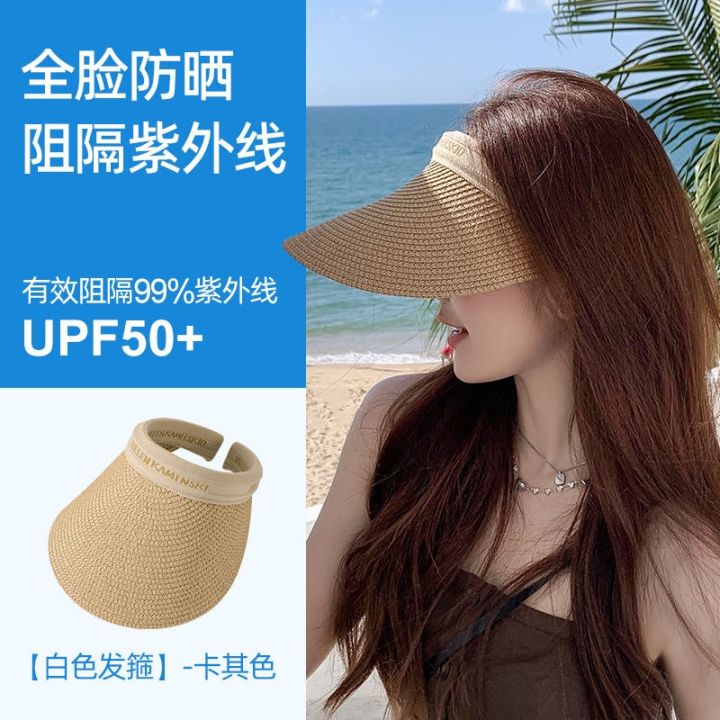 straw-duck-tongue-empty-top-hat-womens-summer-beach-sunscreen-sunshade-uv-sun-hat-cover-face-2023-new