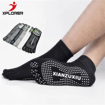 Yoga Toe Socks with Grips Women Breathable Cotton Pilates Barre Fitness  Non-slip Full Five Finger Floor Socks - AliExpress