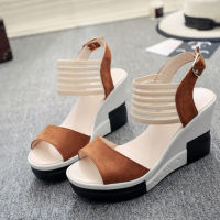 【CW】2020new Fashion Wedge Women Shoes Casual Belt Buckle High Heel Shoes Fish Mouth Sandals 2020 Luxury Sandal Women Buty Damskie