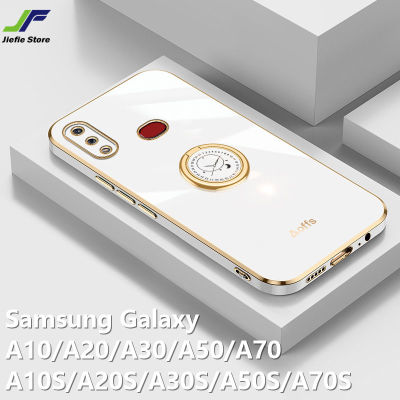 JieFie ชุบสำหรับ Samsung Galaxy A10S / A10 / A20S / A20 / A30S / A30 / A50S / A50 / A70S/A70ท่อหรูหราสไตล์ Girly TPU Anti-Drop กรณีที่มีนาฬิกาโทรศัพท์ขาตั้งแบบยืน