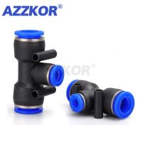 ℗♈☁ AZZKOR Pneumatic Air Tube Connector T-type Tee Reducer Thread Pneumatic Joint Plastic Quick Air Compressor Fttings PEG 6 8 10 12