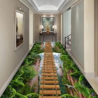 Pontoon Bridge Hallway Corridor 3D Carpet Pastoral Living Room Area Rug Long Passageway Bedroom Rug Landscape Kitchen Floor Mat