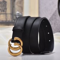New womens leather belt fashion smooth buckle belt