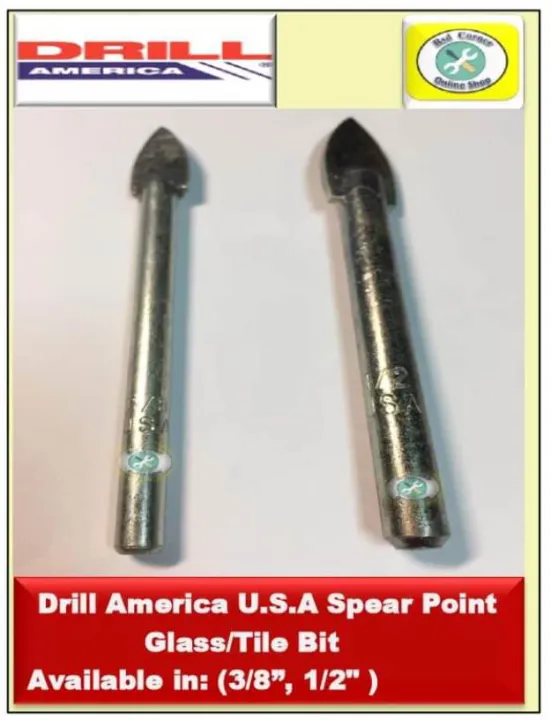 Drill America USA Spear Point Glass/Tile Bit (3/8", 1/2" ) SOLD PER