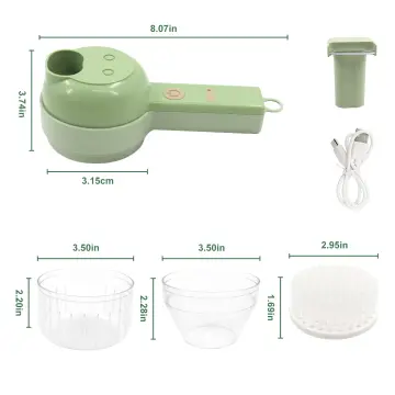 Garlic Crusher 4 in 1 Portable Electric Vegetable Cutter Vegetable Chopper  Wireless Food Processor Kitchen 