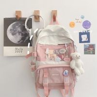 【 CC】 High Quality Large Capacity school bag korean style beg sekolah Waterproof Backpack Girl Nylon school bag 14 inch laptop backpack