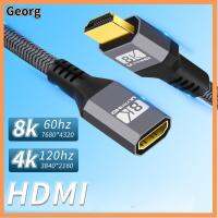 GEORG อินเตอร์เฟซโลหะผสมอลูมิเนียม สายเคเบิล HDMI 8K ค่ะ แกนลวดทองแดงบริสุทธิ์ สายสัญญาณเสียงและวิดีโอ ของใหม่ เอชดีอาร์ สายต่อวิดีโอ การส่งข้อมูล