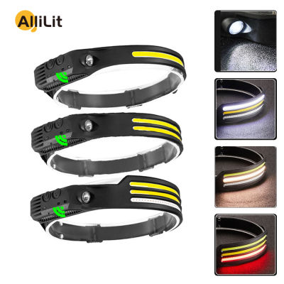 AlliLit COB LED Portable Floodlight Headlight Mini Multi-functional Strong Light Induction Headlamp Outdoor Camping Fishing