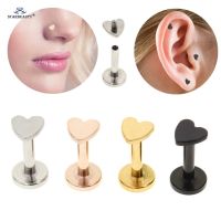 2pcs 1.2x6/8mm Mini Heart Nose Piercing Helix Piercing Nariz Tragus Labret Lip Ring Nose Ring Cartilage Earrings Pircing Jewelry Electrical Connectors