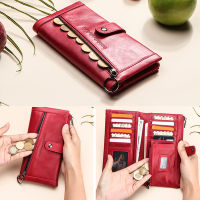 Contacts 100 Genuine Leather Wallet Women Luxury Hasp Coin Purse Rfid Card Holder Wallets for Woman Clutch Bag