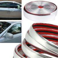 【CW】2M Silver Car Chrome DIY Molding Decorative Strip For Grille Window Bumper Door Edge Scratch Protection Cover Car Shape Sticker