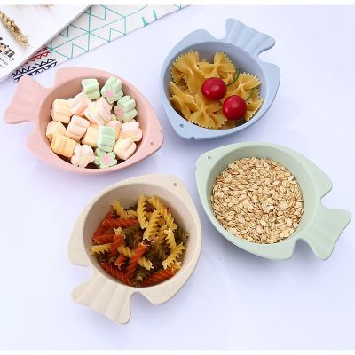Lovely Baby Tableware Children Little Fish Bowl Food Grade Eco Wheat Straw Children Dinner Eating Food Dishes Kitchen Gadget