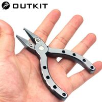 OUTKIT แบบพกพาขนาดเล็กอะลูมินัมอัลลอยตกปลาคีมตัดถักเปียห่วงแยกคีมถอดตะขอเครื่องมือกลางแจ้งตกปลาจัดการ