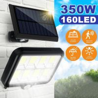 Outdoor Lighting COB 160 LED Solar Light Garden Decor Lamp Black 3 modes Human Body Induction Light Waterproof Yard Street Light Wall Lamp