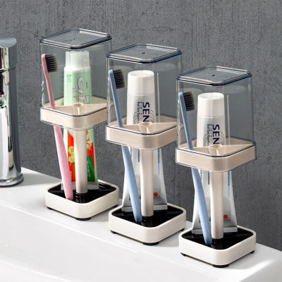ที่ยึดยาสีฟันสำหรับครอบครัวที่เก็บแปรงสีฟันกันฝุ่นในห้องน้ำพร้อมกล่องชั้นแขวนแปรงสีฟันอุปกรณ์อาบน้ำ