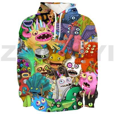 My Singing Monsters เกมอะนิเมะ Hoodie การ์ตูนวิดีโอขนาดใหญ่เสื้อลำลองสำหรับบุรุษเสื้อผ้า 3D พิมพ์ Pullovers Streetwear