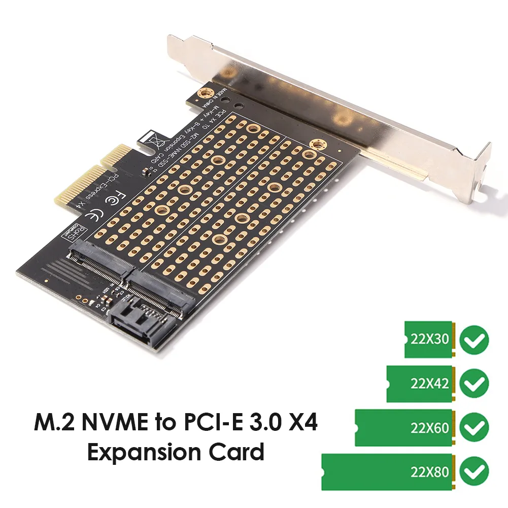 Bộ Chuyển Đổi PCIE Sang M2/, SSD NVME M2 NGFF Sang Phím SATA PCI-E X4 M  + B Thẻ Chìa Khóa 