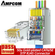 AMPCOM Đi Qua Đầu Nối RJ45 8P8C STP, Đầu Cắm Mô
