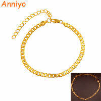 Anniyo Length 21cm +10cm Gold Color Anklet for Women Ankleband Jewelry Foot Chain Gifts