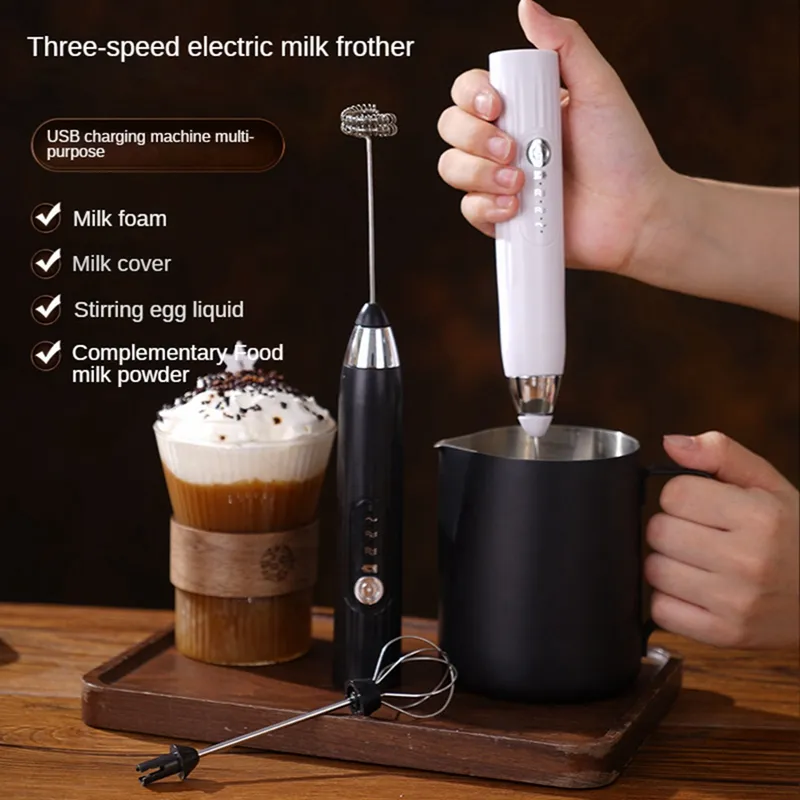Egg Beater Milk Frother Foam Maker Coffee Frothing Wand Portable Electric  Handheld Foamer High Speeds Drink Mixer Dropshipping