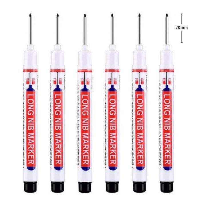 6pcs-set-20mm-deep-hole-long-nib-head-markers-for-metal-perforating-pen-waterproof-bathroom-woodworking-decoration-multi-purpose