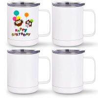 12Oz Sublimation Blank Coffee Mug Car Cup Travel Double Wall Insualted Vacuum Drinking Water Tumbler With Handle And Seal Lid