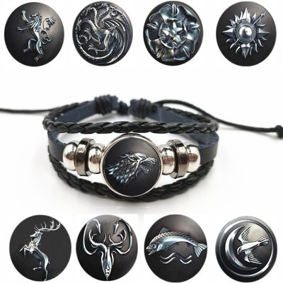 Movie Season 8 Thrones Bracelet House Stark Wolf Head Nine Families Badge Ice and Fire Bracelets Souvenir Accessories Gift