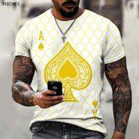 Playing Cards 3D Three-dimensional Printing Personalized T-shirt Fashion Retro Street Fashion Casual Mens Summer Short Sleeve