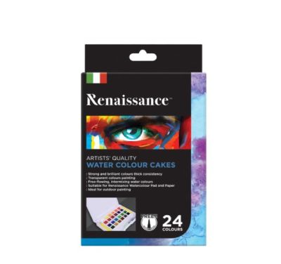 Renaissance สีน้ำก้อน สีน้ำ สีน้ำก้อนระดับอาร์ตติส 24 สี จำนวน 1 กล่อง