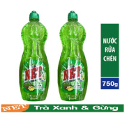 Combo 2 Chai Nước rửa chén NET đậm đặc chiết xuất Trà gừng 750g x 2 chai