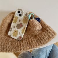 [COD] and winter plush bear pendant 14Promax/13Promax mobile phone case suitable for iPhone12pro soft