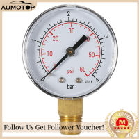 【MotorrTop】50มม. 0 ~ 60psi 0 ~ 4bar สระว่ายน้ำกรองความดันน้ำ Dial เครื่องวัดความดันไฮดรอลิก Manometer 1/4 "NPT ด้าย