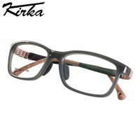 Kirka Kids Eyeglasses Frames Patchwork Coffee Child Glasses TR90 Flexible Myopia Optical Boys Girls Rectangle Eyewear Frame 9010