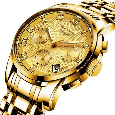 LIGE นาฬิกาควอตซ์สแตนเลสยี่ห้อโลหะนาฬิกาสปอร์ตผู้ชายแฟชันเรืองแสงแอนะล็อกกันน้ำ