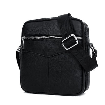 BULLCAPTAIN Fashion Genuine Leather Shoulder bag men causal Crossbody Bags Small Brand double Zipper Male Messenger Bags