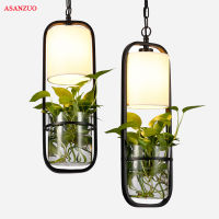 Modern black cage pendant lights iron Glass Cloth lampshade droplight E14 loft hanging Lamp Plant pendant lamp